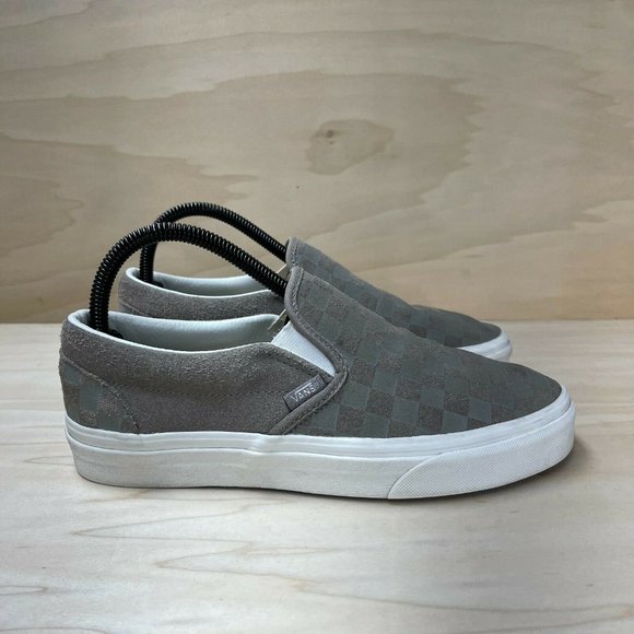 Vans Off The Wall Womens 721356 Low Top Gray White Slip On Shoes Size W 8.5 M 7 - Picture 1 of 9